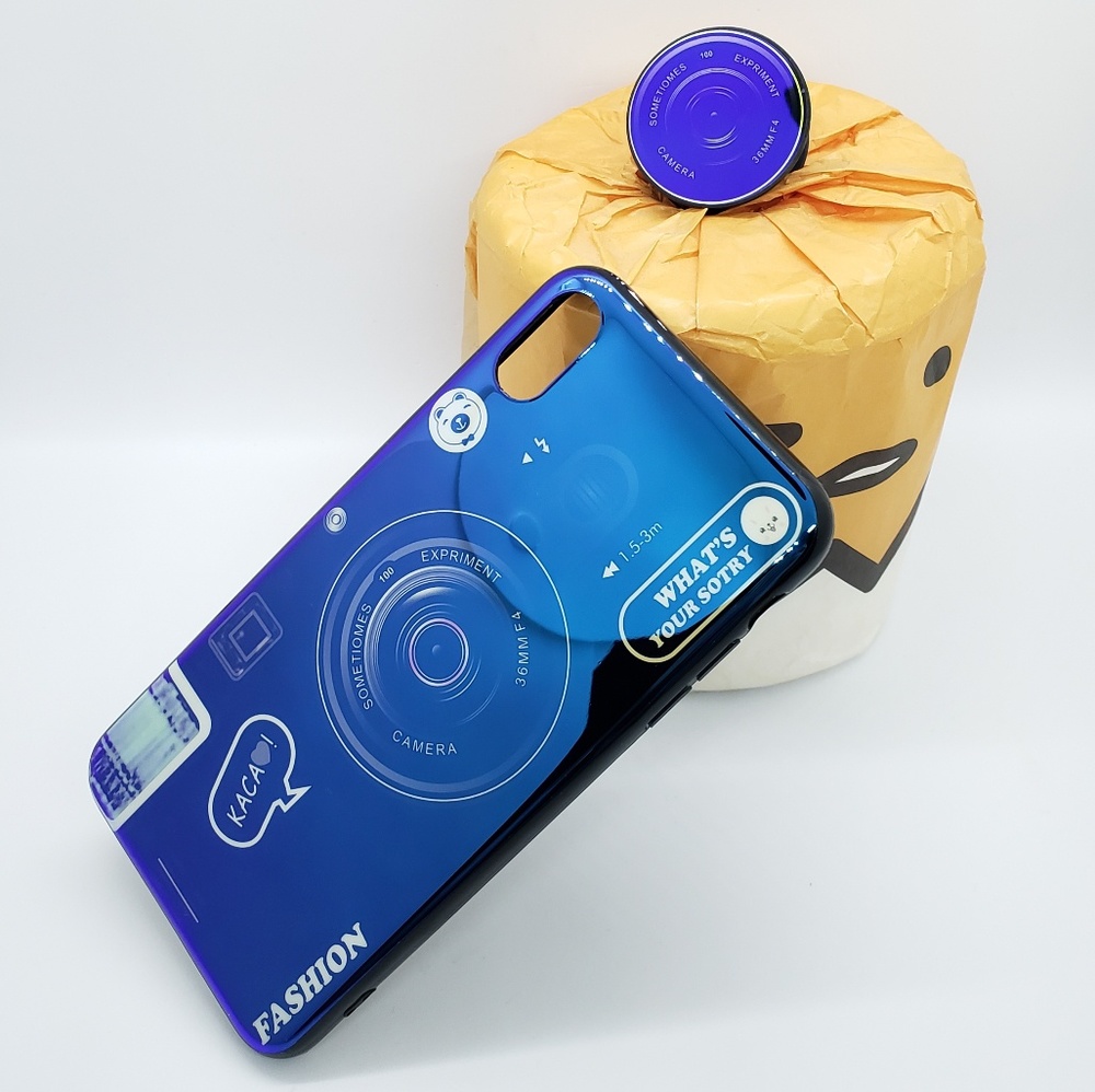 BLUE RETRO GLOSSY IPHONE CAMERA PHONE CASE - Picture 4 of 8